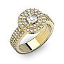 1 1/2 Carat Double Halo Diamond Engagement Ring in 14k Yellow Gold Image-2