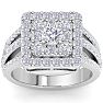 1 3/4 Carat Princess Style Halo Diamond Engagement Ring in 14k White Gold  Image-1