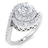 1 1/2 Carat Swirl Halo Diamond Engagement Ring in 14k White Gold Image-2