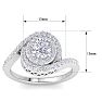 1 1/2 Carat Swirl Halo Diamond Engagement Ring in 14k White Gold Image-5