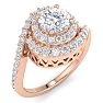 1 1/2 Carat Swirl Halo Diamond Engagement Ring in 14k Rose Gold Image-2