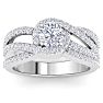 1 1/2 Carat Triple Band Halo Diamond Engagement Ring in 14k White Gold  Image-1