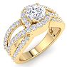 1 1/2 Carat Triple Band Halo Diamond Engagement Ring in 14k Yellow Gold  Image-2