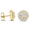 14K Yellow Gold 3 Carat Diamond Halo Stud Earrings Image-1