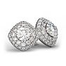 14K White Gold 3 Carat Diamond Cushion Shape Halo Stud Earrings
 Image-1