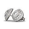 14K White Gold 3 Carat Diamond Cushion Shape Halo Stud Earrings
 Image-2