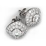 14K White Gold 3 Carat Diamond Cushion Shape Halo Stud Earrings
 Image-3