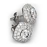 14K White Gold 3 Carat Diamond Cushion Shape Halo Stud Earrings
 Image-4