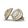 14K Yellow Gold 3 Carat Diamond Cushion Shape Halo Stud Earrings Image-2