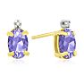 1 1/4ct Oval Tanzanite and Diamond Earrings in 14k Yellow Gold Image-1