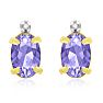 1 1/4ct Oval Tanzanite and Diamond Earrings in 14k Yellow Gold Image-2
