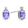 1 1/4ct Oval Tanzanite and Diamond Earrings in 14k White Gold
 Image-1