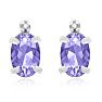 1 1/4ct Oval Tanzanite and Diamond Earrings in 14k White Gold
 Image-2