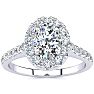 1 1/2 Carat Oval Shape Halo Diamond Engagement Ring in 14k White Gold Image-1