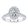 1 Carat Oval Shape Halo Diamond Engagement Ring in 14 Karat White Gold Image-1