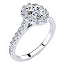 1 Carat Oval Shape Halo Diamond Engagement Ring in 14 Karat White Gold Image-2