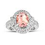 3 Carat Oval Shape Morganite and Diamond Ring in 14 Karat White Gold - MasterCrafted Image-1
