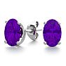 1 Carat Oval Shape Amethyst Stud Earrings In Sterling Silver Image-1