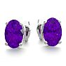 1 Carat Oval Shape Amethyst Stud Earrings In Sterling Silver Image-2