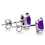 1 Carat Oval Shape Amethyst Stud Earrings In Sterling Silver Image-3