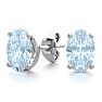 Aquamarine Earrings: Aquamarine Jewelry: 1 Carat Oval Shape Aquamarine Stud Earrings In Sterling Silver Image-1