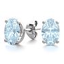Aquamarine Earrings: Aquamarine Jewelry: 1 Carat Oval Shape Aquamarine Stud Earrings In Sterling Silver Image-1