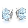 Aquamarine Earrings: Aquamarine Jewelry: 1 Carat Oval Shape Aquamarine Stud Earrings In Sterling Silver Image-2