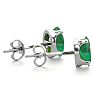 1 Carat Oval Shape Emerald Stud Earrings In Sterling Silver Image-3