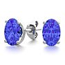 1 Carat Oval Shape Tanzanite Stud Earrings In Sterling Silver Image-1