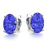 1 Carat Oval Shape Tanzanite Stud Earrings In Sterling Silver Image-2