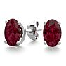 Garnet Earrings: Garnet Jewelry: 1 Carat Oval Shape Garnet Stud Earrings In Sterling Silver Image-1