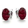 Garnet Earrings: Garnet Jewelry: 1 Carat Oval Shape Garnet Stud Earrings In Sterling Silver Image-2