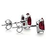 Garnet Earrings: Garnet Jewelry: 1 Carat Oval Shape Garnet Stud Earrings In Sterling Silver Image-3