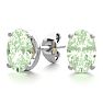 1 Carat Oval Shape Green Amethyst Stud Earrings In Sterling Silver Image-1
