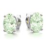 1 Carat Oval Shape Green Amethyst Stud Earrings In Sterling Silver Image-2