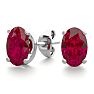 1 Carat Oval Shape Ruby Stud Earrings In Sterling Silver Image-1