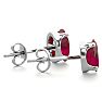 1 Carat Oval Shape Ruby Stud Earrings In Sterling Silver Image-3