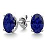 1 Carat Oval Shape Sapphire Stud Earrings In Sterling Silver. Sapphire Is The #1 Most Popular Gemstone! Image-1