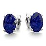1 Carat Oval Shape Sapphire Stud Earrings In Sterling Silver. Sapphire Is The #1 Most Popular Gemstone! Image-2