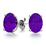1 1/2 Carat Oval Shape Amethyst Stud Earrings In Sterling Silver Image-1
