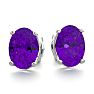 1 1/2 Carat Oval Shape Amethyst Stud Earrings In Sterling Silver Image-2