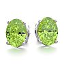 1 3/4 Carat Oval Shape Peridot Stud Earrings In Sterling Silver
 Image-2
