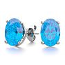 2 Carat Oval Shape Blue Topaz Stud Earrings In Sterling Silver Image-1