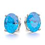 2 Carat Oval Shape Blue Topaz Stud Earrings In Sterling Silver Image-2