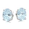Aquamarine Earrings: Aquamarine Jewelry: 1 1/2 Carat Oval Shape Aquamarine Stud Earrings In Sterling Silver Image-2