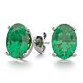 1 1/2 Carat Oval Shape Emerald Stud Earrings In Sterling Silver Image-1