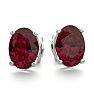 Garnet Earrings: Garnet Jewelry: 2 Carat Oval Shape Garnet Stud Earrings In Sterling Silver
 Image-2