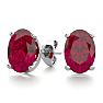 2 Carat Oval Shape Ruby Stud Earrings In Sterling Silver Image-1