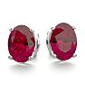 2 Carat Oval Shape Ruby Stud Earrings In Sterling Silver Image-2