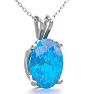 1 Carat Oval Shape Blue Topaz Necklace In Sterling Silver, 18 Inches Image-2